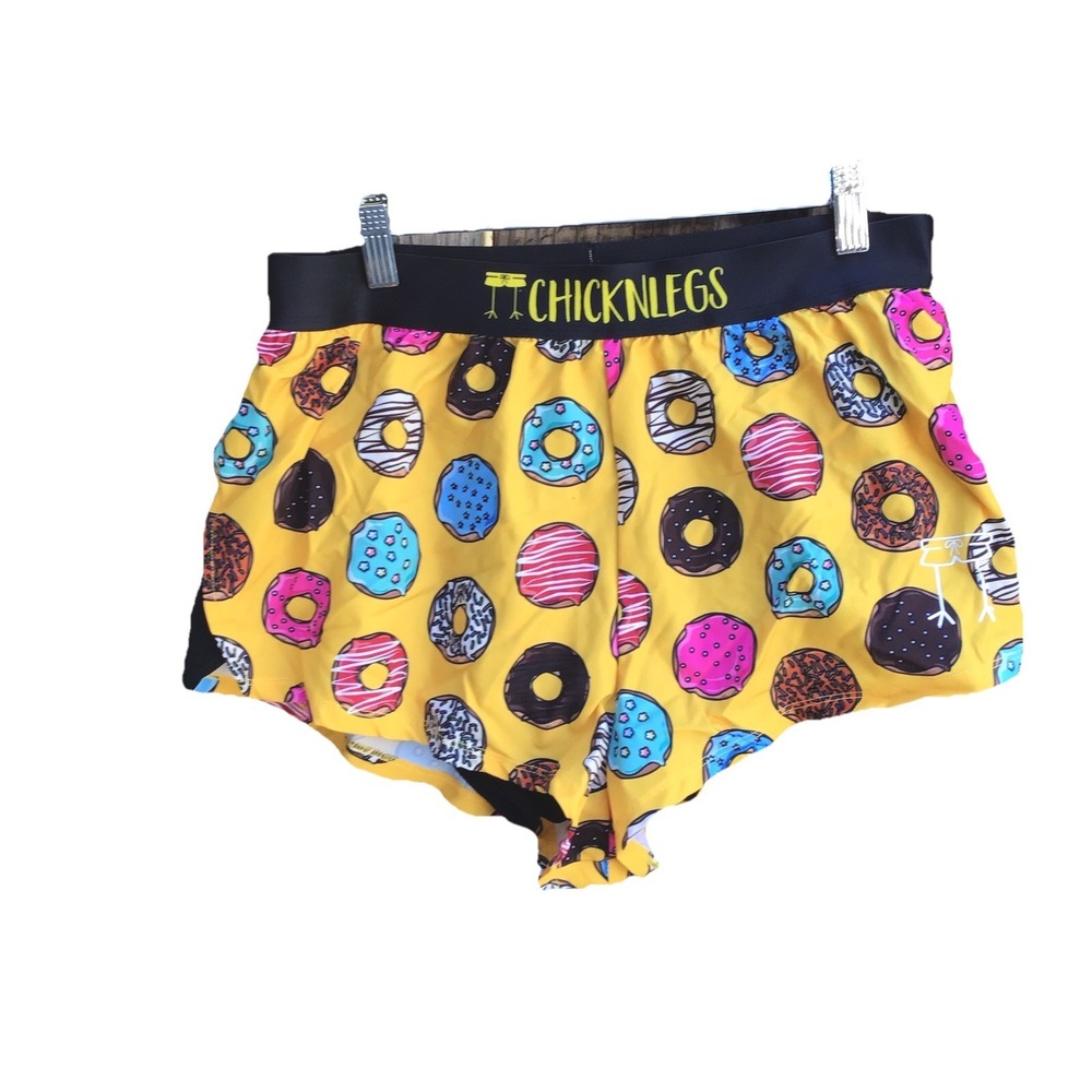 ChicknLegs Donut Print Running Shorts Women's Large Lined Performance